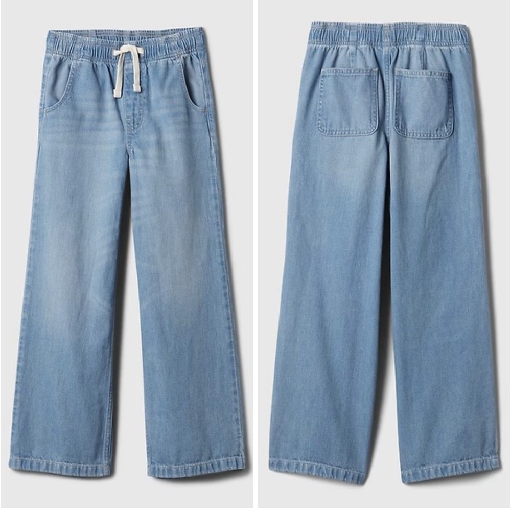 GAP NWT! Kids Mid Rise Wide-Leg Pull-On Jeans In Blue Medium Wash Size XXL